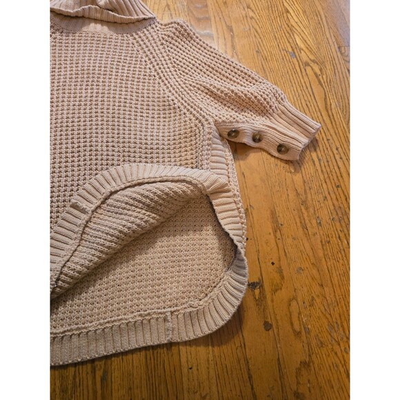 J Crew Sandy Beach Turtleneck Cotton Poncho Sweater L/XL Minimalist - Picture 4 of 10